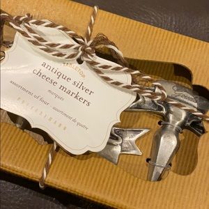🍽🍴🧀 🍽 4 PC POTTERY BARN ANTIQUE CHEESE MARKERS
